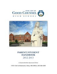 parent/student handbook - Our Lady of Good Counsel High School