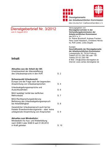 Dienstgeberbrief Nr. 3/2012 - Caritas