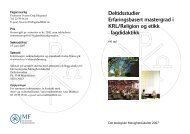 Deltidsstudier Erfaringsbasert mastergrad i KRL/Religion og etikk ...