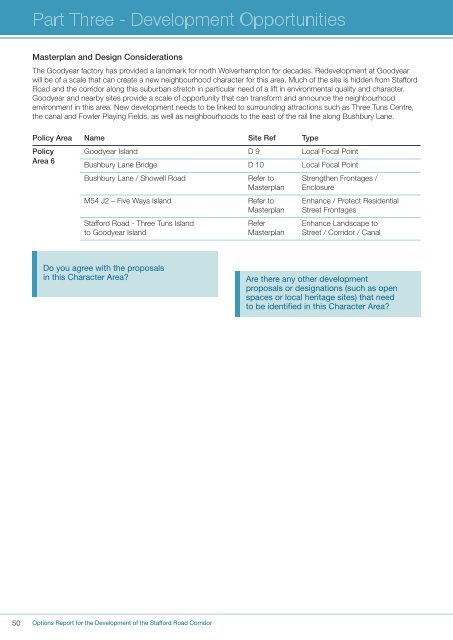 Stafford Road Corridor Area Action Plan