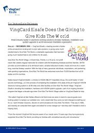 VingCard Elsafe Does the Giving to Give Kids The World