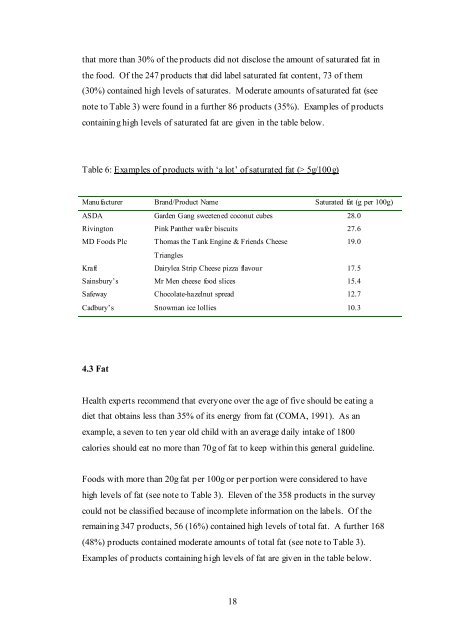 To view the full report Children's Food Examined in PDF format click ...