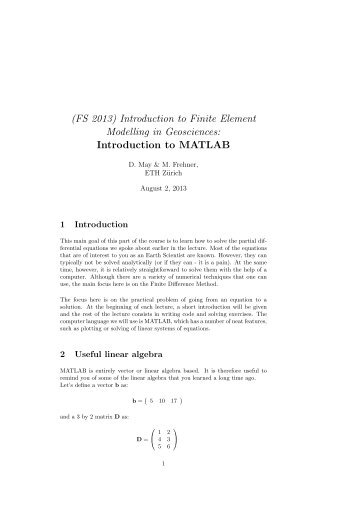 Introduction to MATLAB - ETH ZÃ¼rich
