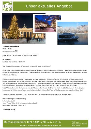 Aktuelles Angebot: Adventsschifffahrt Berlin