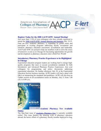 Register today for the 2008 AACP/AFPC Annual Meeting