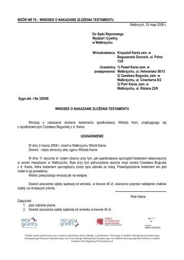 WZÃR NR 76 â WNIOSEK O NAKAZANIE ZÅOÅ»ENIA TESTAMENTU ...