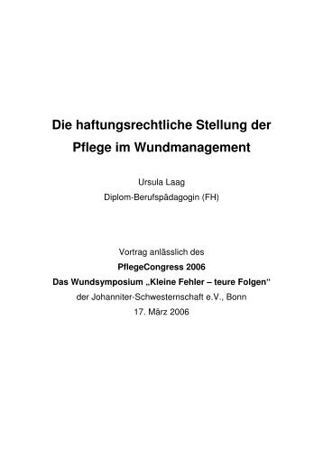 Haftungsrechtliche Stellung der Pflege im ... - Werner Sellmer