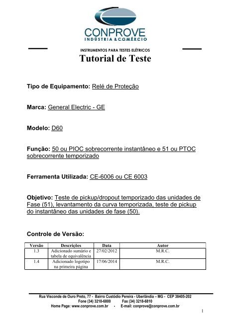 Tutorial Teste Rele GE D60 Sobrecorrente CE6003 CE6006 ...