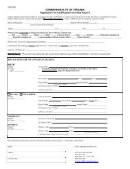 Application for Certification of Vital Record