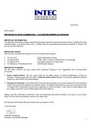 1 June 2012 Dear student INVITATION TO IGCSE ... - INTEC College