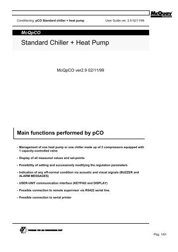 mCq pCO - Standard + Heat Pump - McQuay