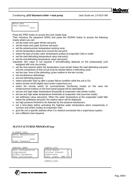 mCq pCO - Standard + Heat Pump - McQuay