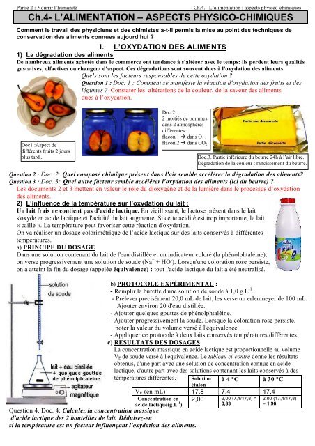 Ch.4- L'ALIMENTATION â€“ ASPECTS PHYSICO ... - Physique-Chimie