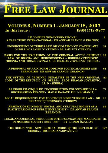 free law journal - volume 3, number 1 (18 january 2007)