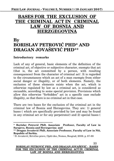 free law journal - volume 3, number 1 (18 january 2007)