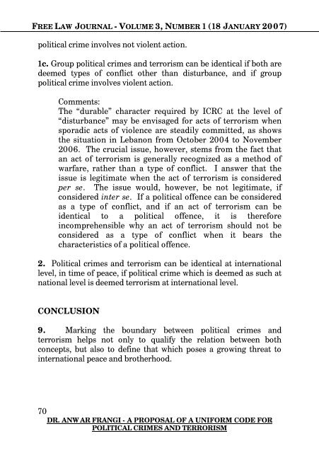 free law journal - volume 3, number 1 (18 january 2007)