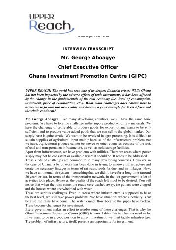 Mr. George Aboagye Chief Executive Officer Ghana ... - Upper Reach