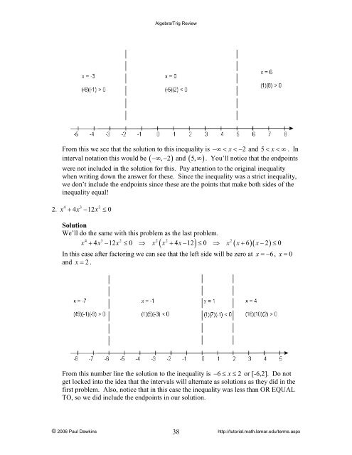 Algebra/Trig Review - Pauls Online Math Notes - Lamar University