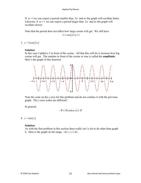 Algebra/Trig Review - Pauls Online Math Notes - Lamar University