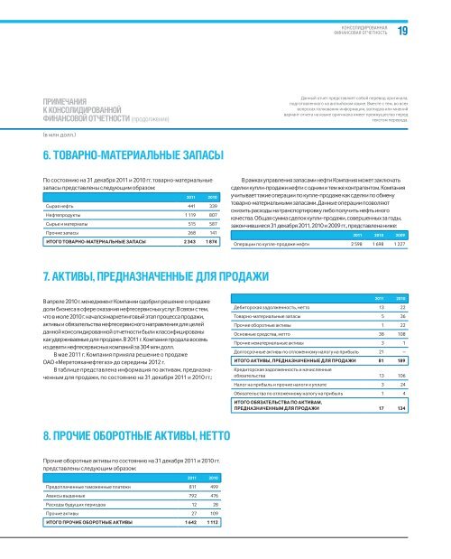 Финансовый отчет 2011 - Газпром нефть