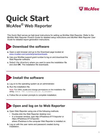 Web Reporter, Quick Start, 5.1.0 - McAfee