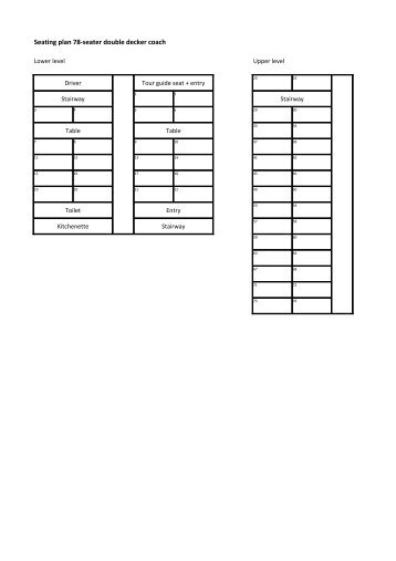 Seating plan 78-seater double decker coach