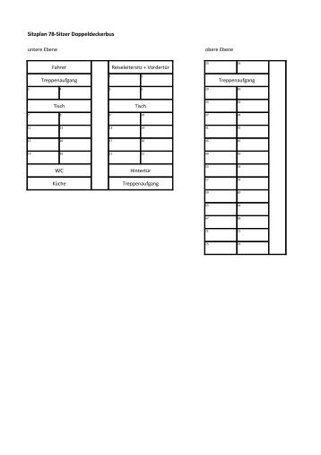 Sitzplan 78-Sitzer Doppeldeckerbus WC