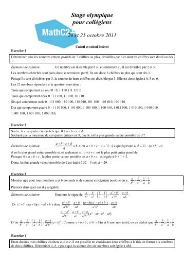 ÃlÃ©ments de solution