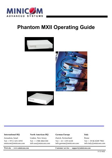 Phantom MXII Operating Guide - Version 1.5 - Minicom