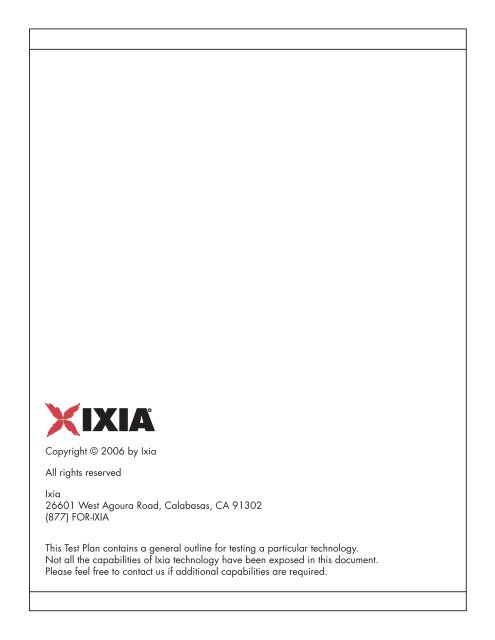 Mail Gateway Test Plan - Ixia