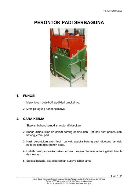 Perontok Padi Serba Guna - Smecda