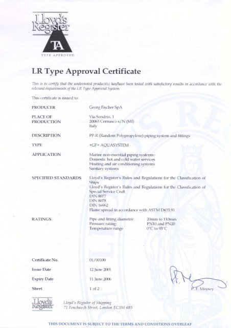 LR Type Approval Certificate