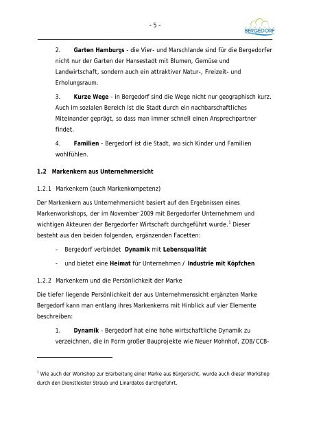 Konzept zur Entwicklung der „Marke Bergedorf“ - 2010