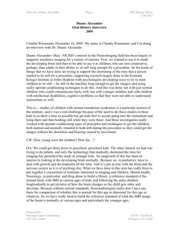 Duane Alexander oral history - Office of NIH History