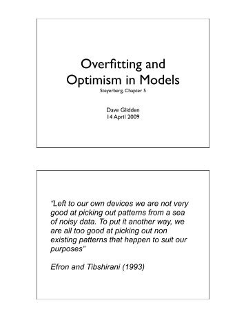 Overfitting and Optimism in Models - SF Coordinating Center Study ...