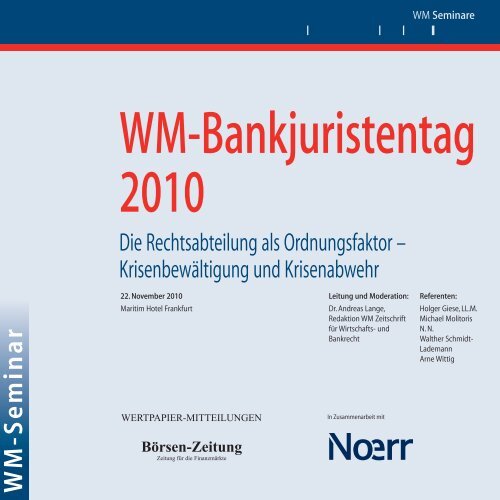 Bankjuristentag 2010 - WM Seminare