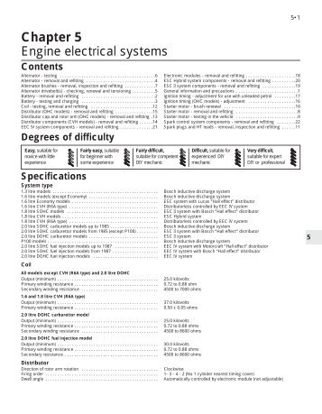 Chapter 5 Engine electrical systems - Ford Sierra Net