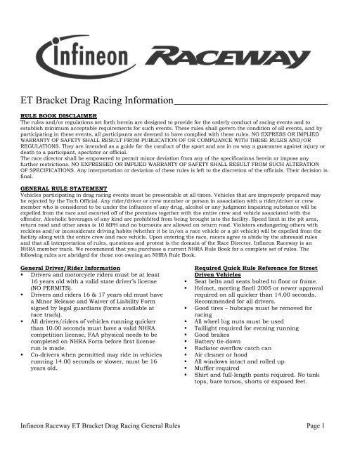 ET Bracket Drag Racing Information - Sonoma Raceway