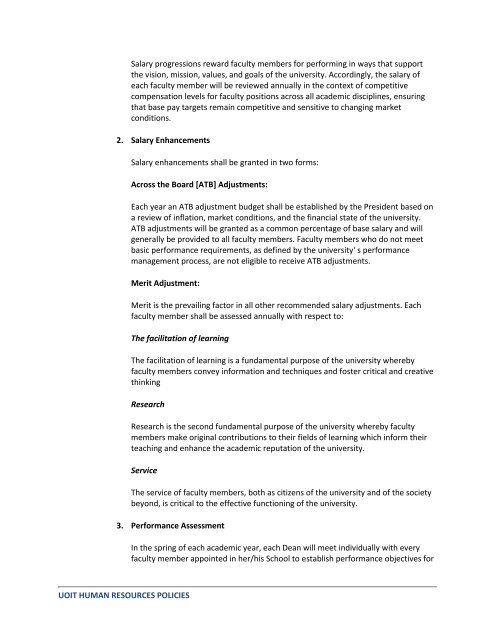 UOIT HUMAN RESOURCES POLICIES Academic Staff ...