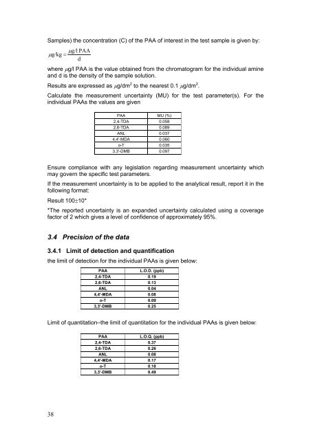 Technical guidelines on testing the migration of primary aromatic ...