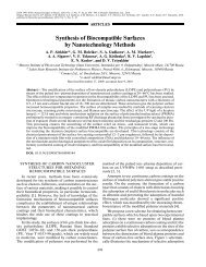 Synthesis of biocompatible surfaces by nanotechnology methods