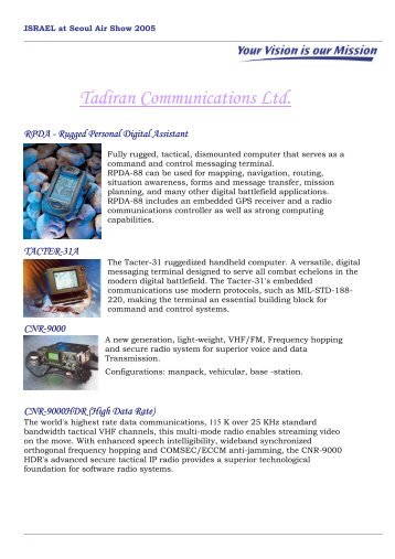 Tadiran Communications Ltd. RPDA - Rugged Personal ... - Sibat