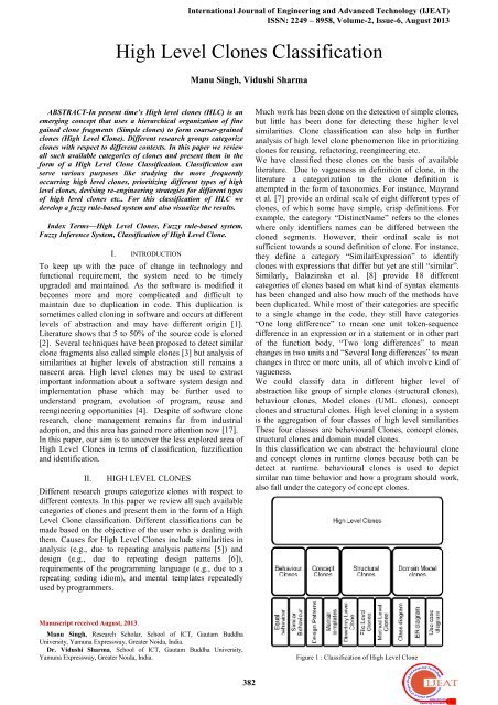 High Level Clones Classification - International Journal of ...