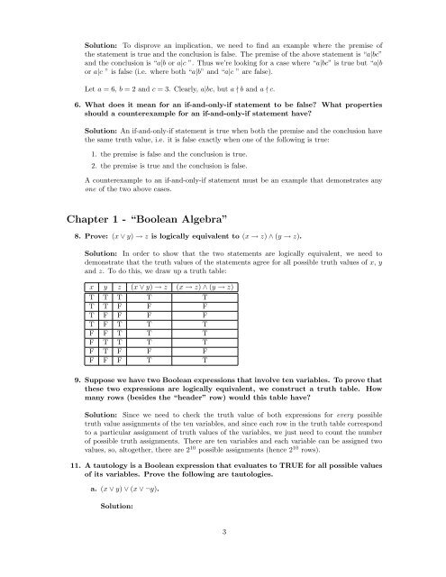 Homework #2: Solutions Chapter 1 - “Theorem”