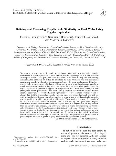 Defining and Measuring Trophic Role Similarity in Food Webs Using ...