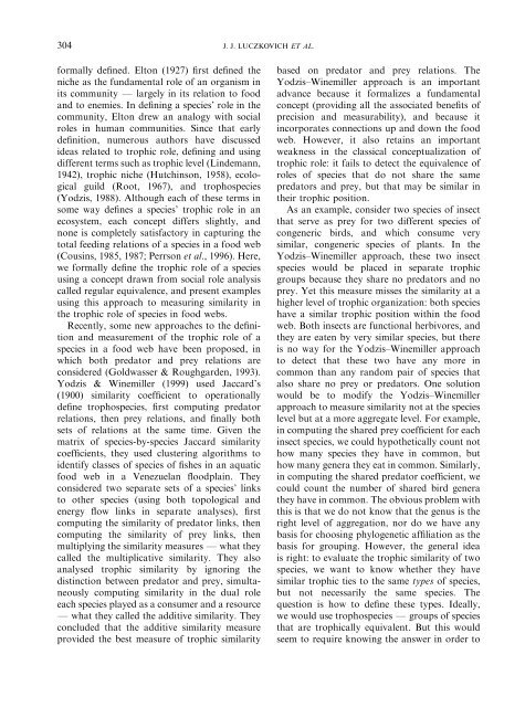 Defining and Measuring Trophic Role Similarity in Food Webs Using ...