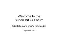 Welcome to the Sudan INGO Forum - OCHANet