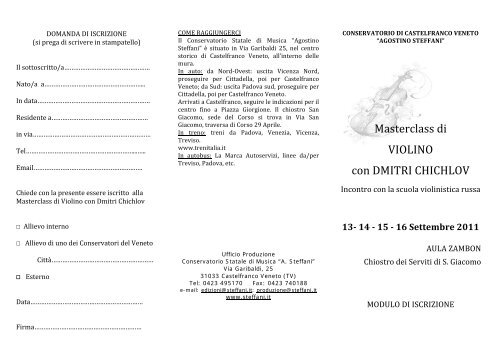 Masterclass di VIOLINO con DMITRI CHICHLOV - Conservatorio ...