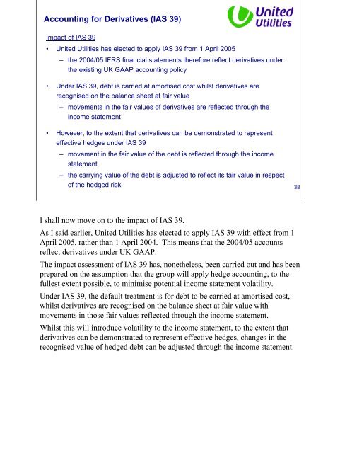IFRS presentation to analysts and investors - About United Utilities