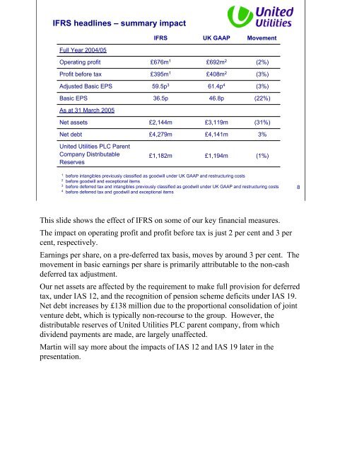 IFRS presentation to analysts and investors - About United Utilities